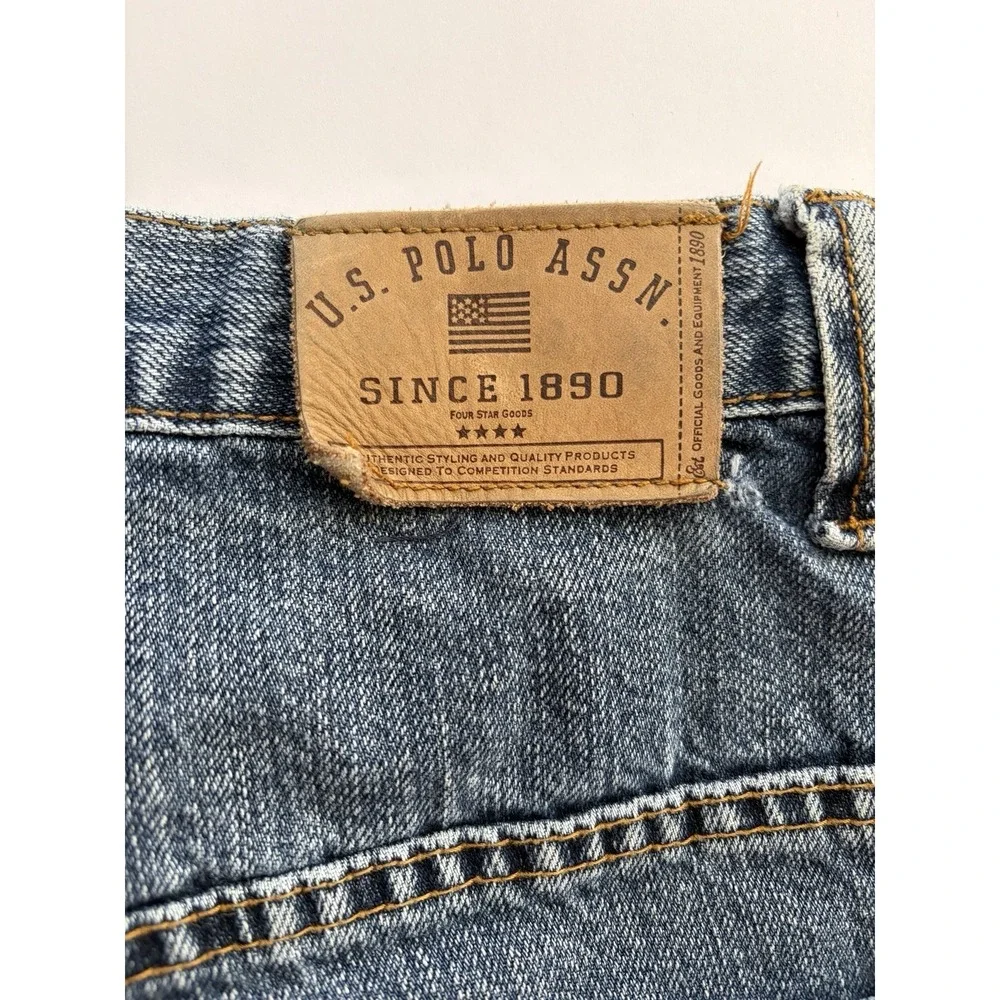Vintage Y2K US POLO ASSN Denim Jean Shorts Mens‎ 38 Baggy Carpenter Retro Jorts